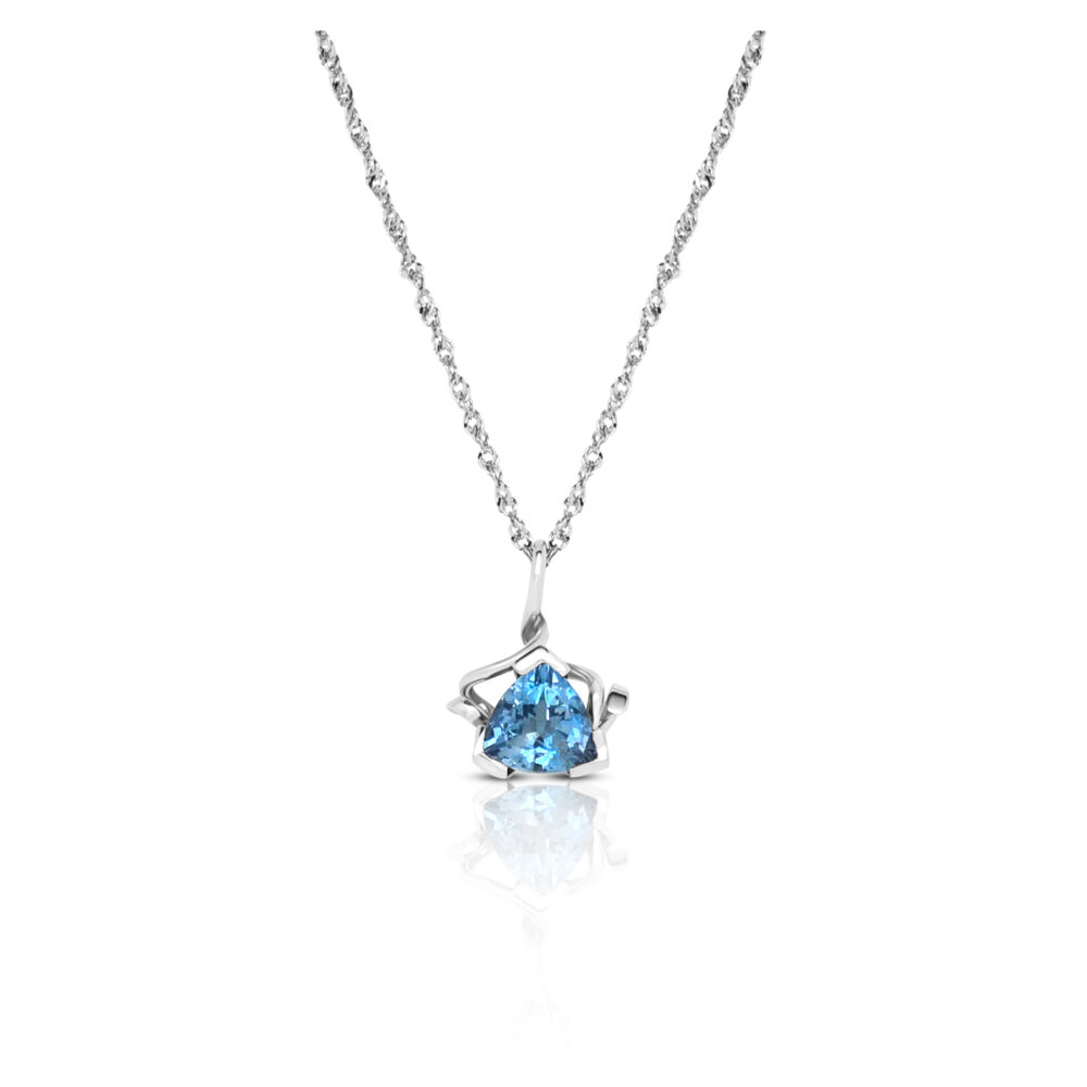Unique Aquamarine & Platinum Pendant