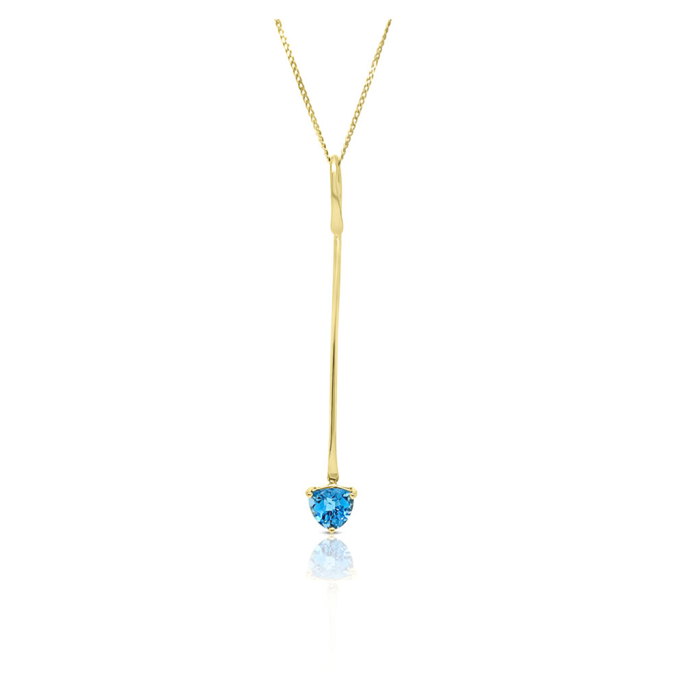 Unique 9ct Yellow Gold & Blue Topaz Pendant