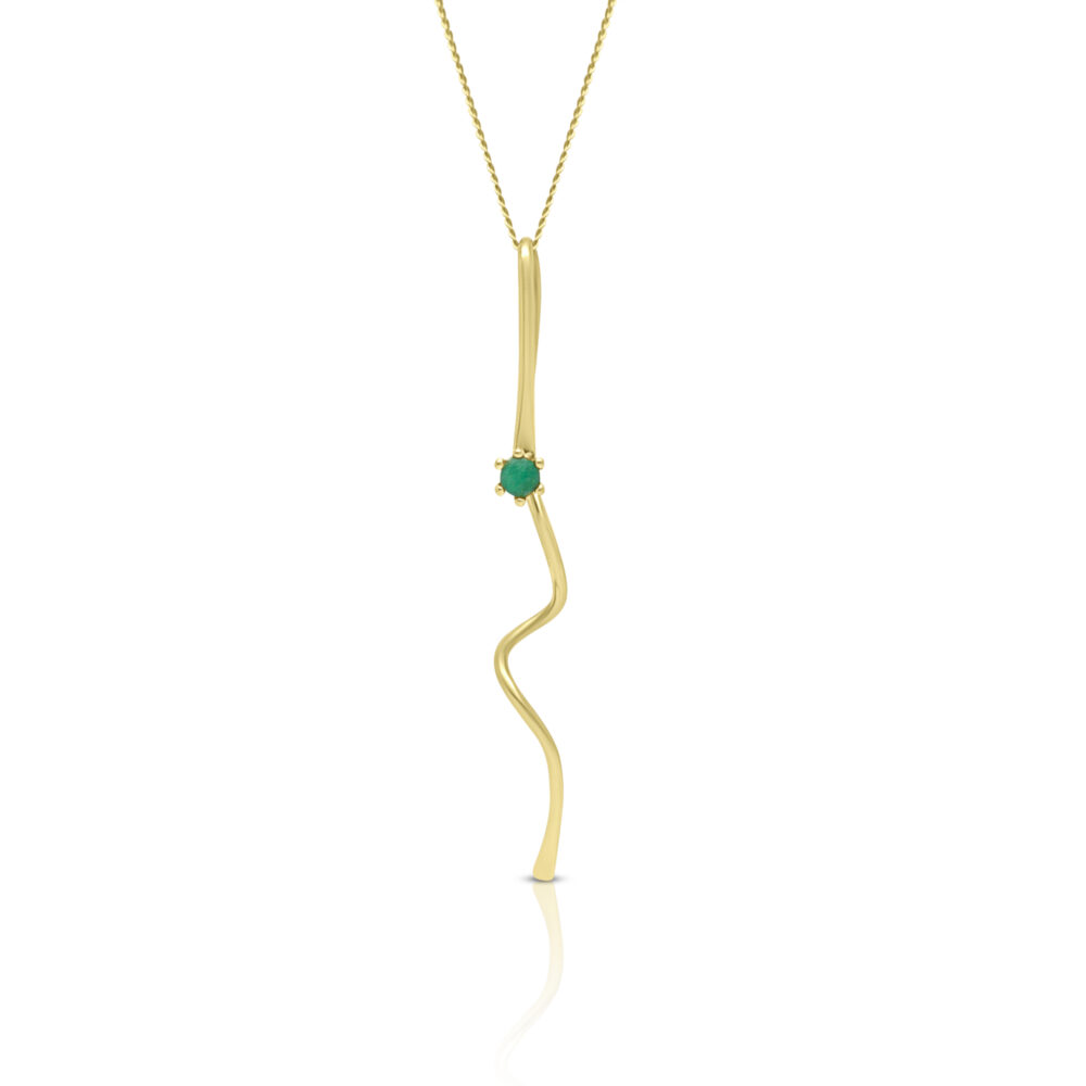 Unique 9ct Yellow Gold & Emerald Pendant