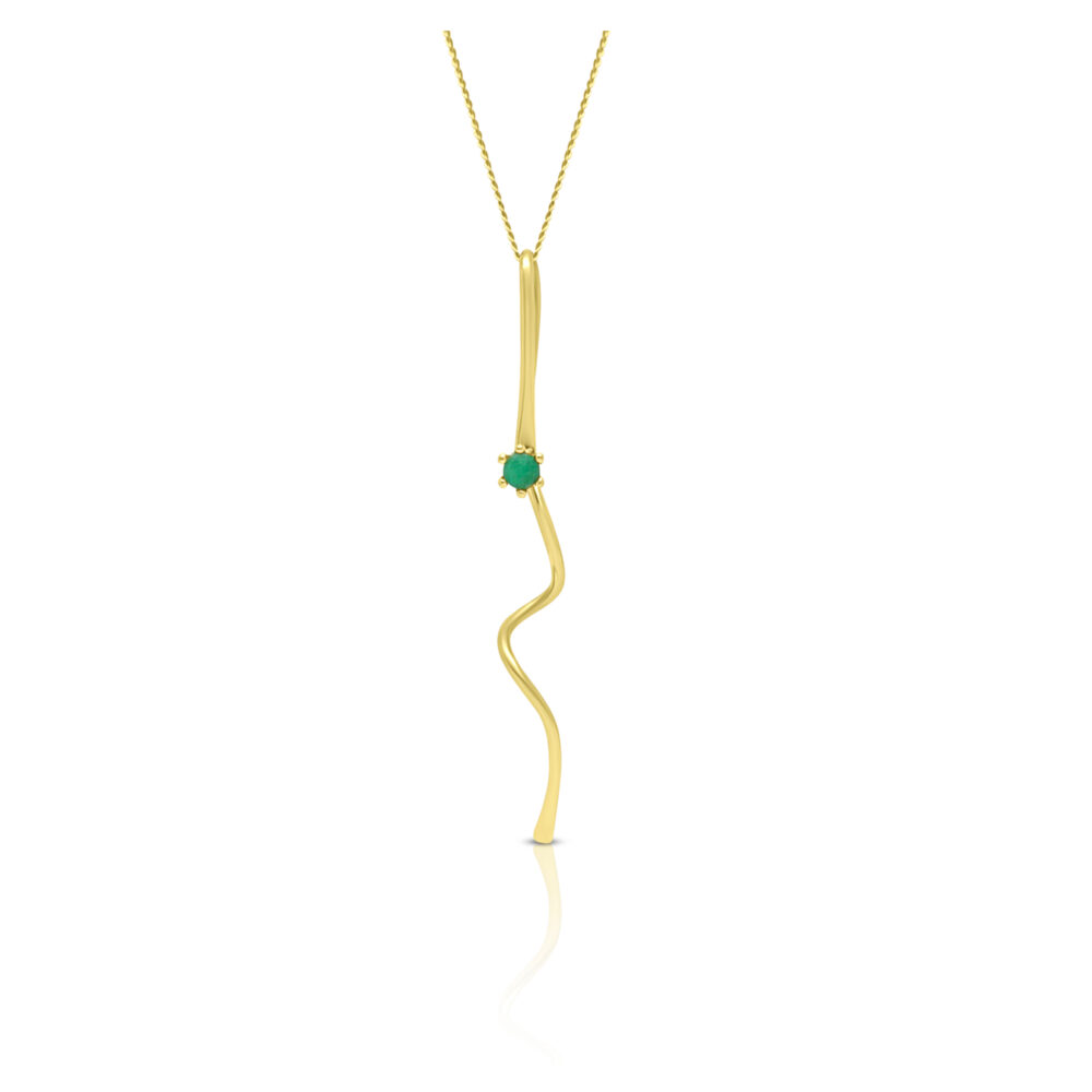 Unique 9ct Yellow Gold & Emerald Pendant