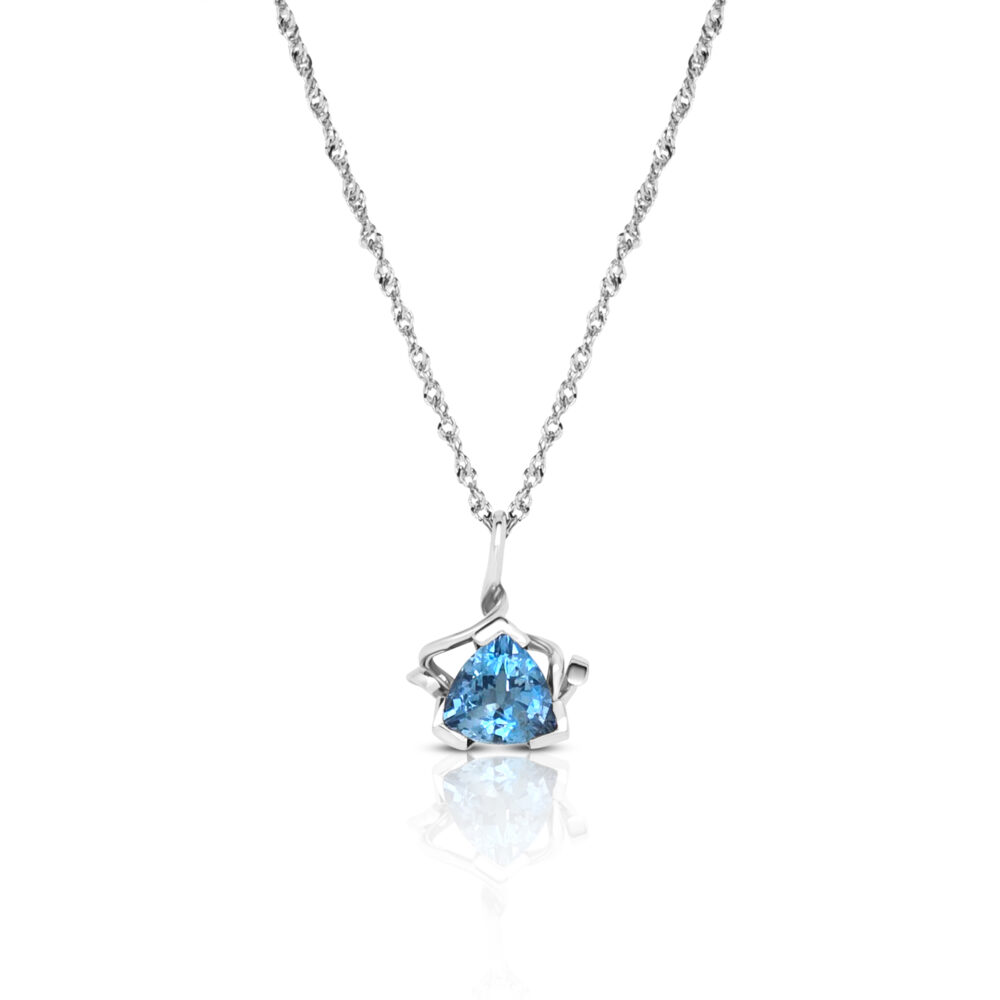 Unique Aquamarine & Platinum Pendant