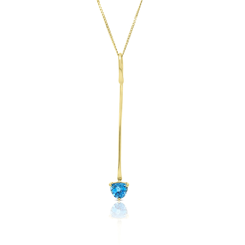 Unique 9ct Yellow Gold & Blue Topaz Pendant