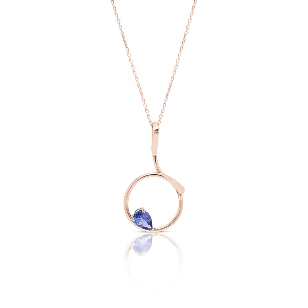 Unique 9ct Rose Gold & Pear Shaped Tanzanite Pendant