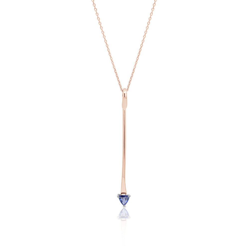 Unique 9ct Rose Gold & Tanzanite Drop Pendant