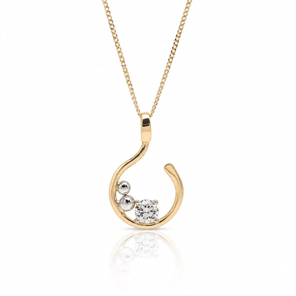 Unique 9ct Gold & Diamond Pendant